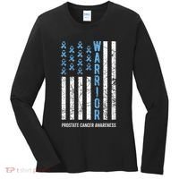 Warrior Light Blue Ribbon Prostate Cancer Awareness Women's Long Sleeve Shirt thumb 0