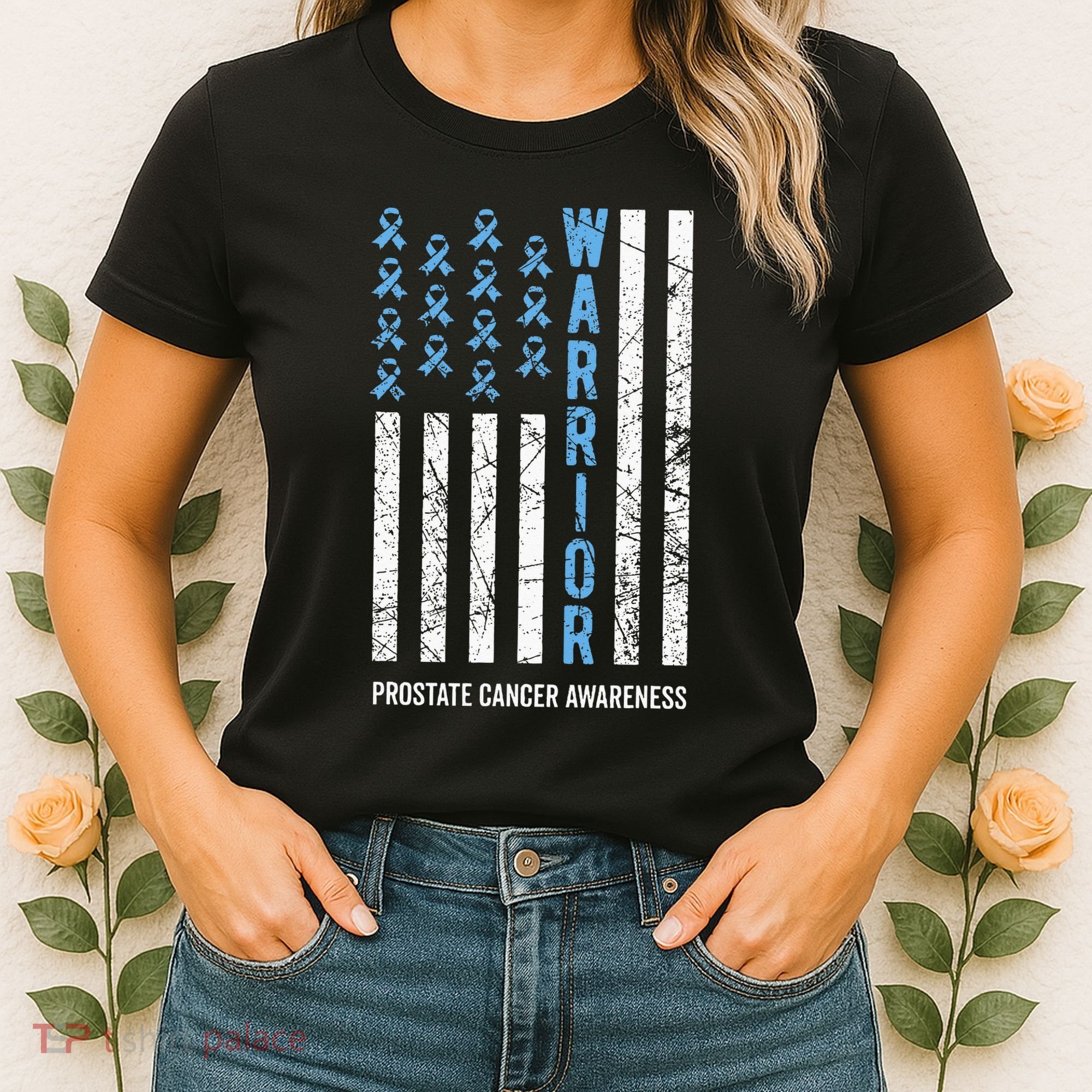 Warrior Light Blue Ribbon Prostate Cancer Awareness Women's T-Shirt