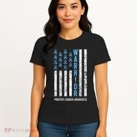 Warrior Light Blue Ribbon Prostate Cancer Awareness Women's T-Shirt thumb 4