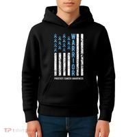 Warrior Light Blue Ribbon Prostate Cancer Awareness Kids Hoodie thumb 4