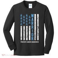 Warrior Light Blue Ribbon Prostate Cancer Awareness Kids Long Sleeve Shirt thumb 0