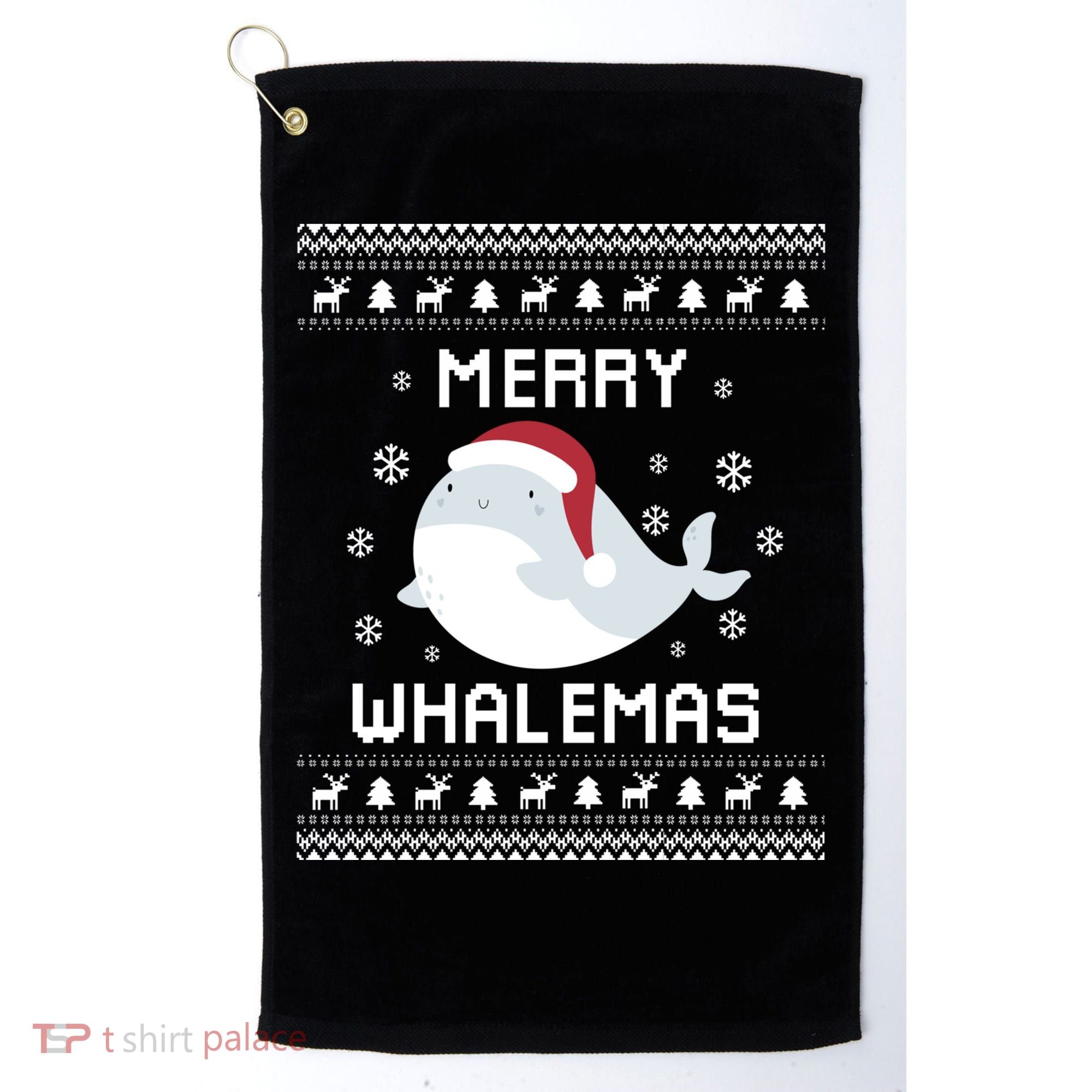 Whale Lover Christmas Ugly Xmas Whale Sweater Whale Gift Great Gift Golf Towel