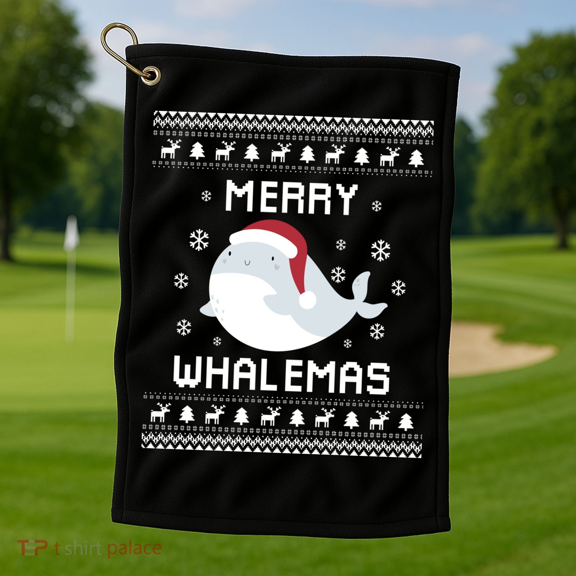Whale Lover Christmas Ugly Xmas Whale Sweater Whale Gift Great Gift Golf Towel