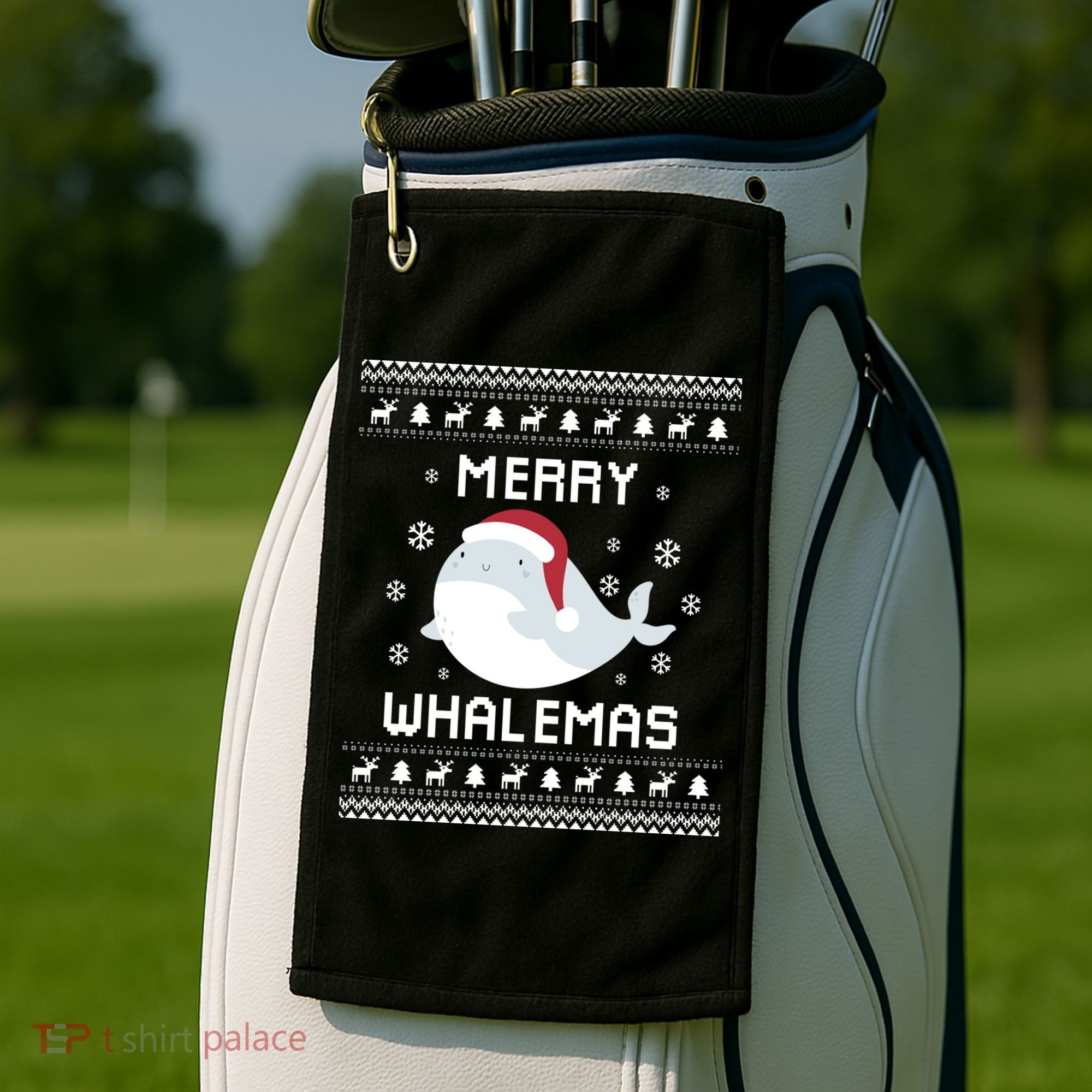Whale Lover Christmas Ugly Xmas Whale Sweater Whale Gift Great Gift Golf Towel
