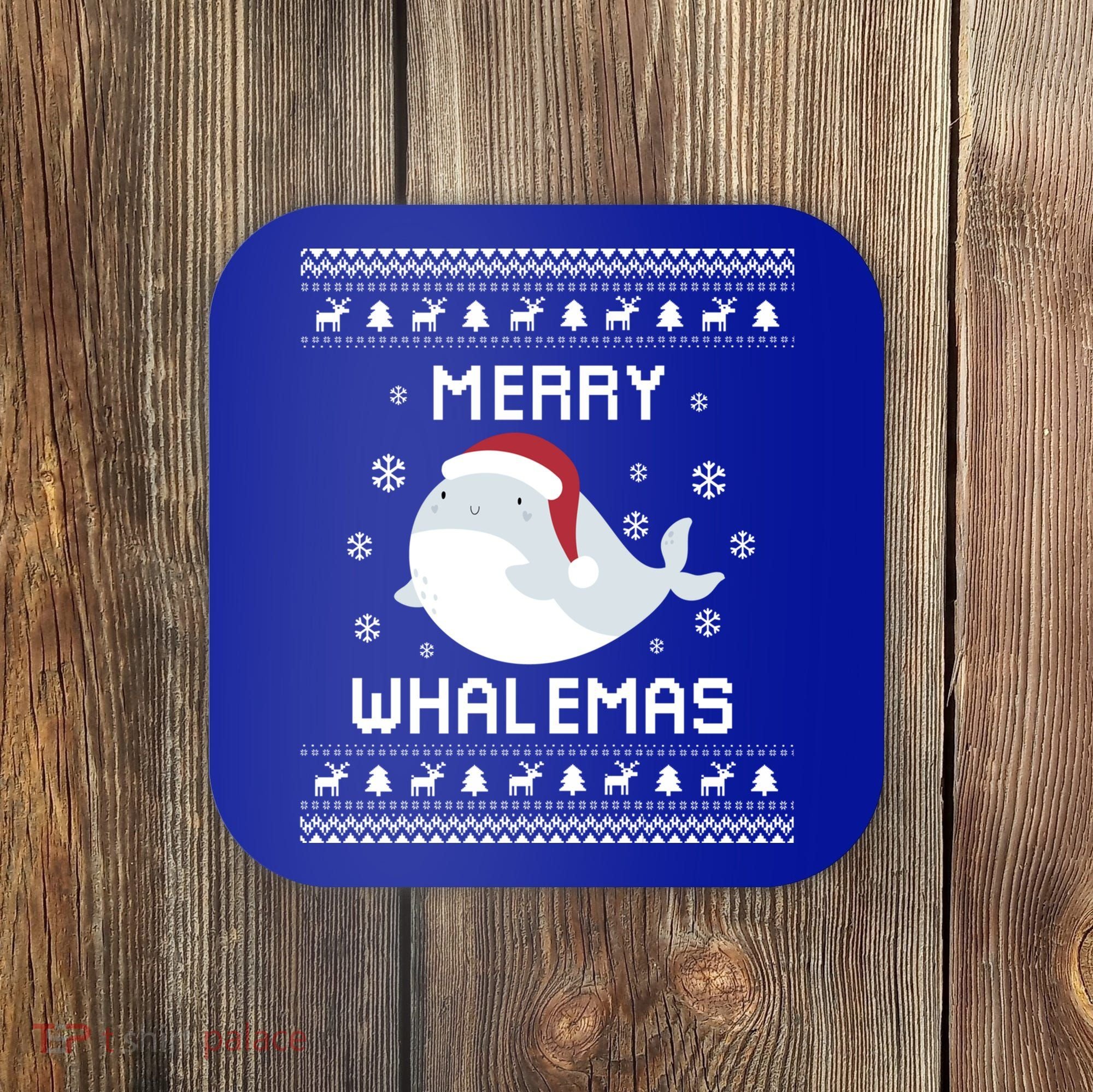 Whale Lover Christmas Ugly Xmas Whale Sweater Whale Gift Great Gift Coaster