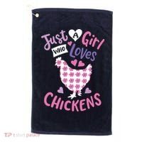 Who Loves Chickens Chicken Hen Love Cute Golf Towel thumb 0