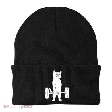 Weight Lifting Cat Deadlift Lifting Beanie