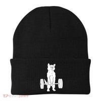 Weight Lifting Cat Deadlift Lifting Beanie thumb 0