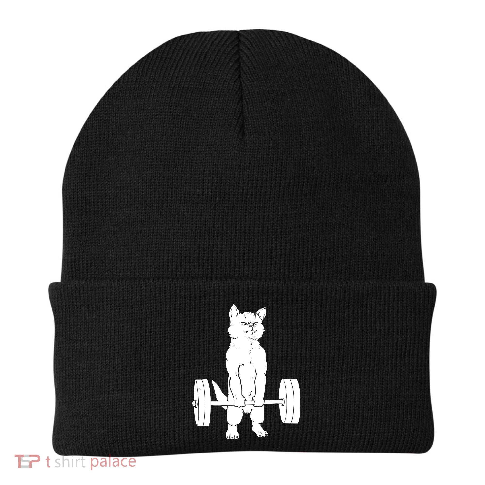 Weight Lifting Cat Deadlift Lifting Beanie