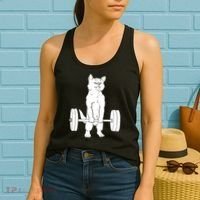 Weight Lifting Cat Deadlift Lifting Women's Tank Top thumb 2