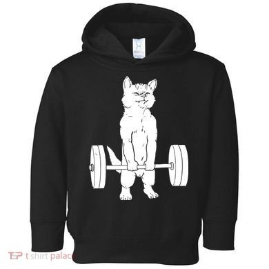 Weight Lifting Cat Deadlift Lifting Toddler Hoodie
