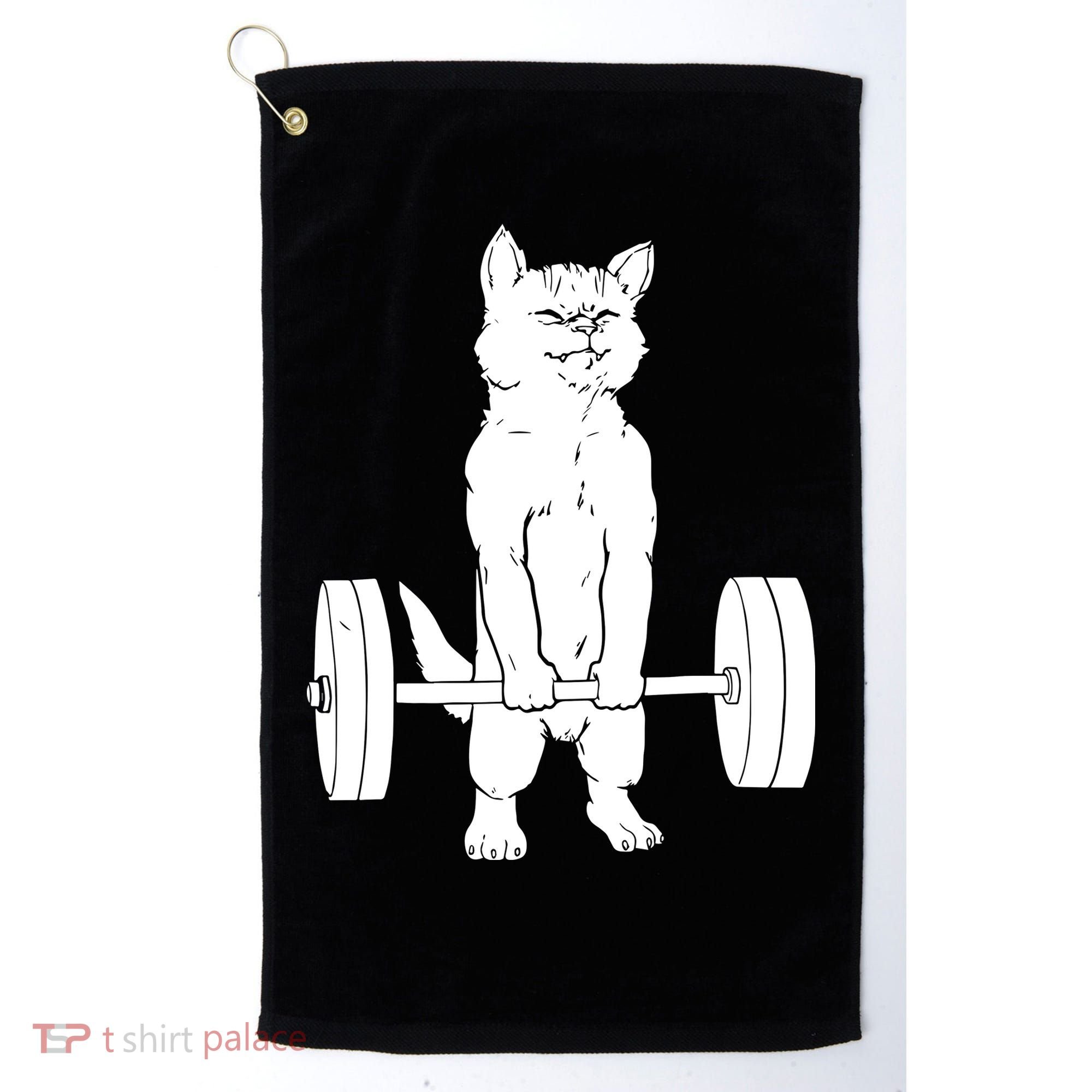 Weight Lifting Cat Deadlift Lifting Golf Towel