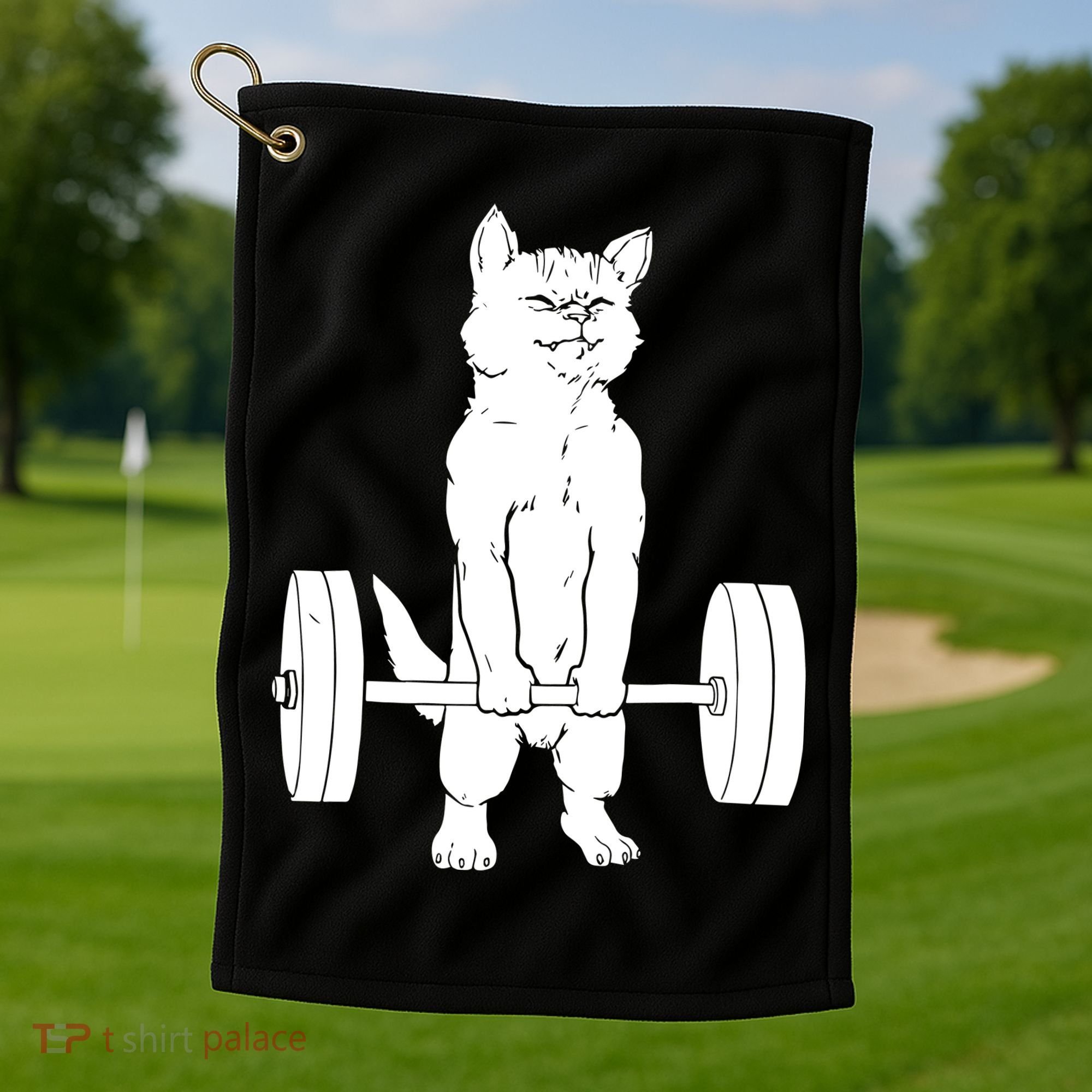 Weight Lifting Cat Deadlift Lifting Golf Towel