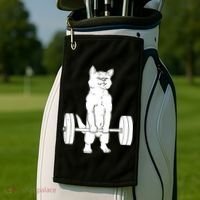Weight Lifting Cat Deadlift Lifting Golf Towel thumb 2
