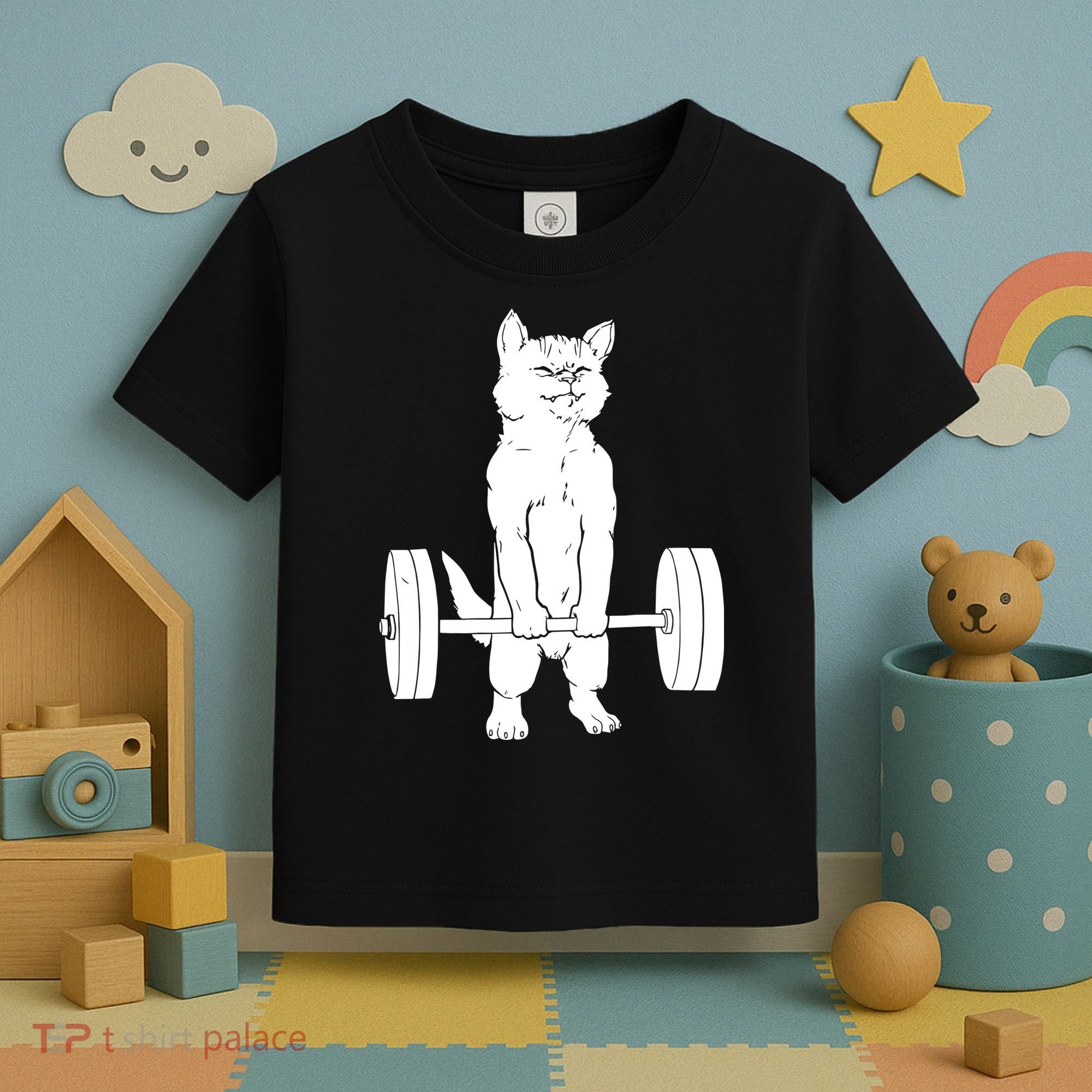 Weight Lifting Cat Deadlift Lifting Toddler T-Shirt