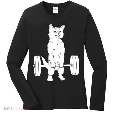 Weight Lifting Cat Deadlift Lifting Women's Long Sleeve Shirt