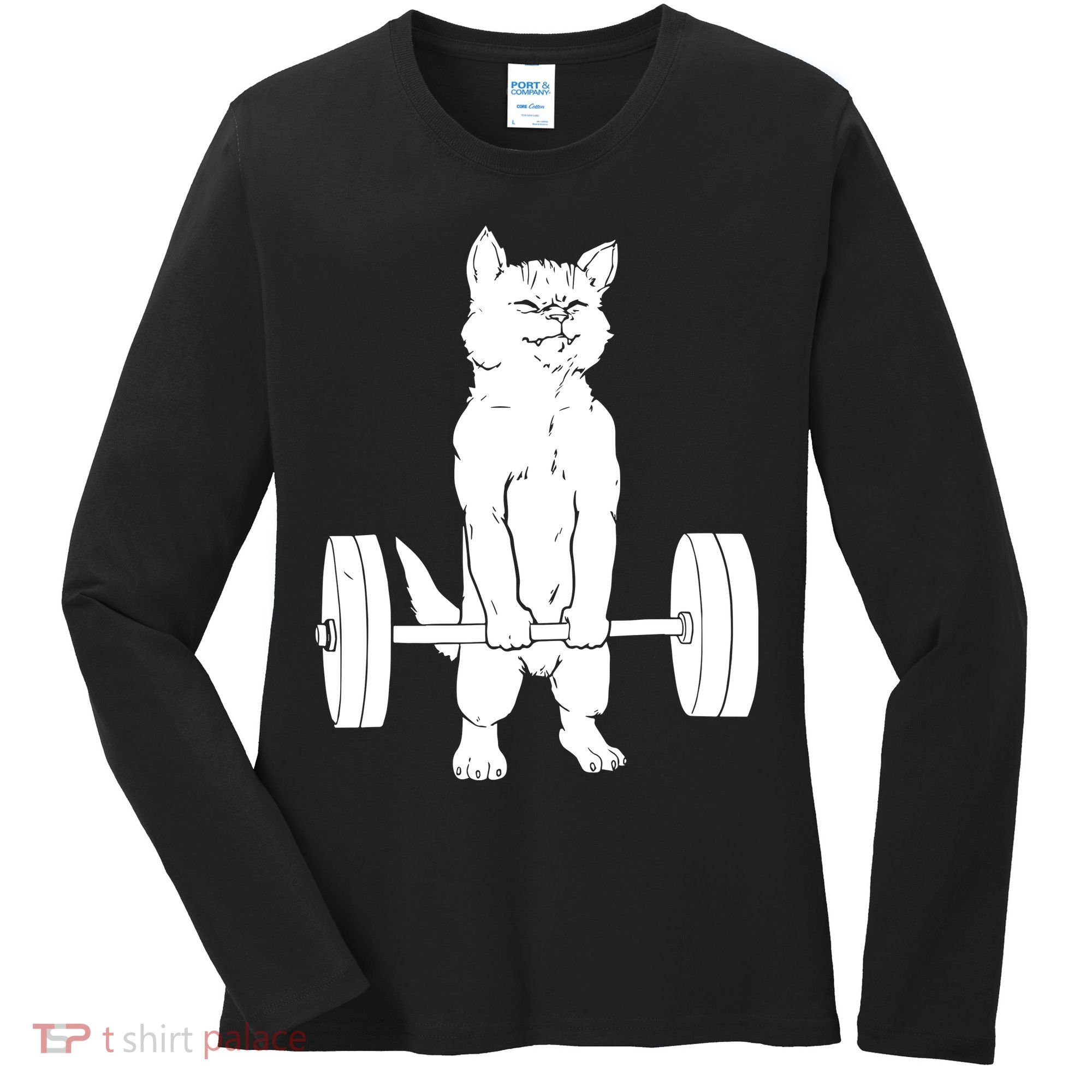 Weight Lifting Cat Deadlift Lifting Women's Long Sleeve Shirt