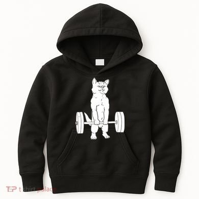 Weight Lifting Cat Deadlift Lifting Kids Hoodie