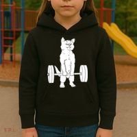 Weight Lifting Cat Deadlift Lifting Kids Hoodie thumb 3