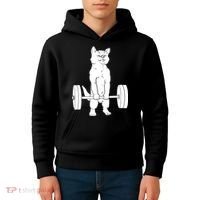 Weight Lifting Cat Deadlift Lifting Kids Hoodie thumb 4