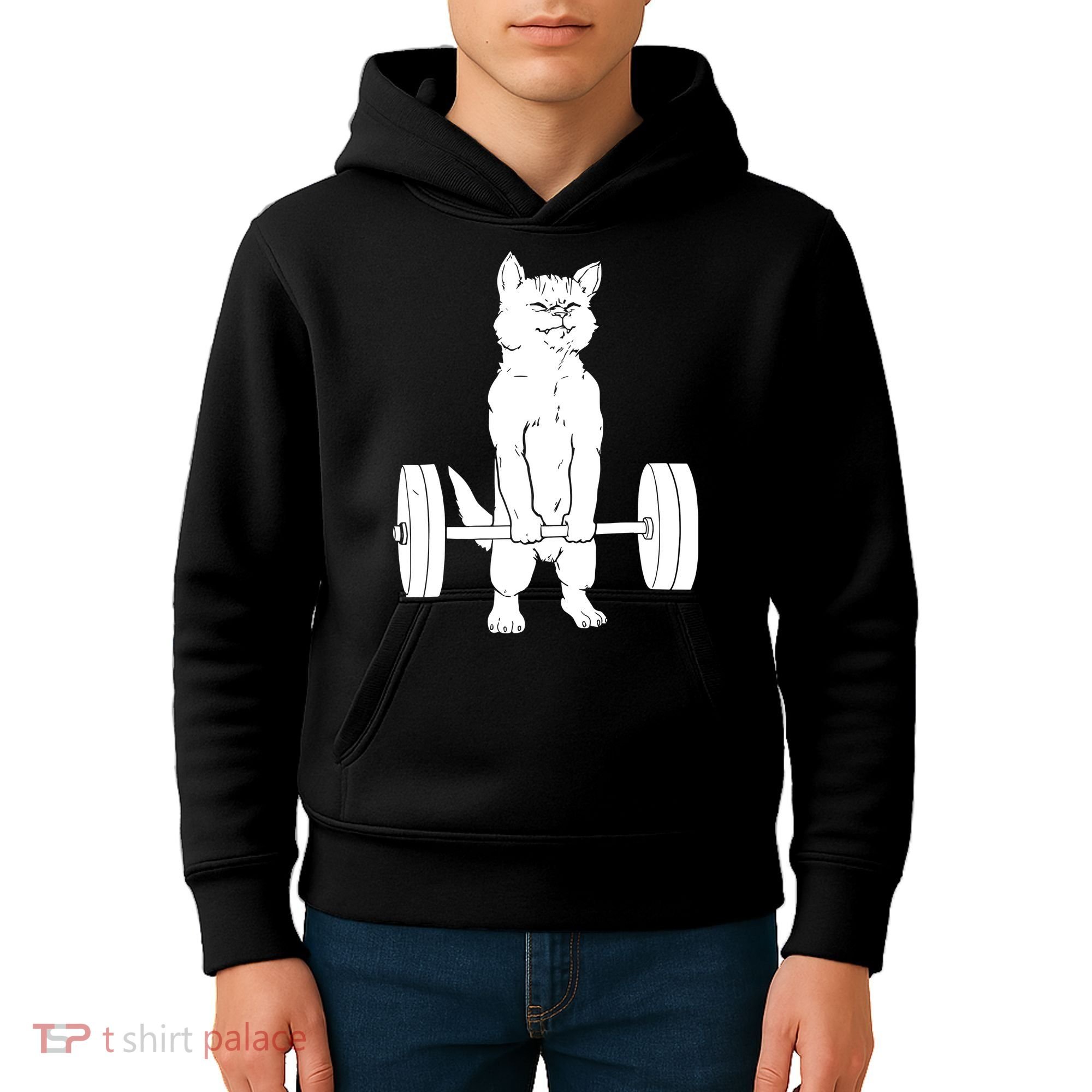 Weight Lifting Cat Deadlift Lifting Kids Hoodie
