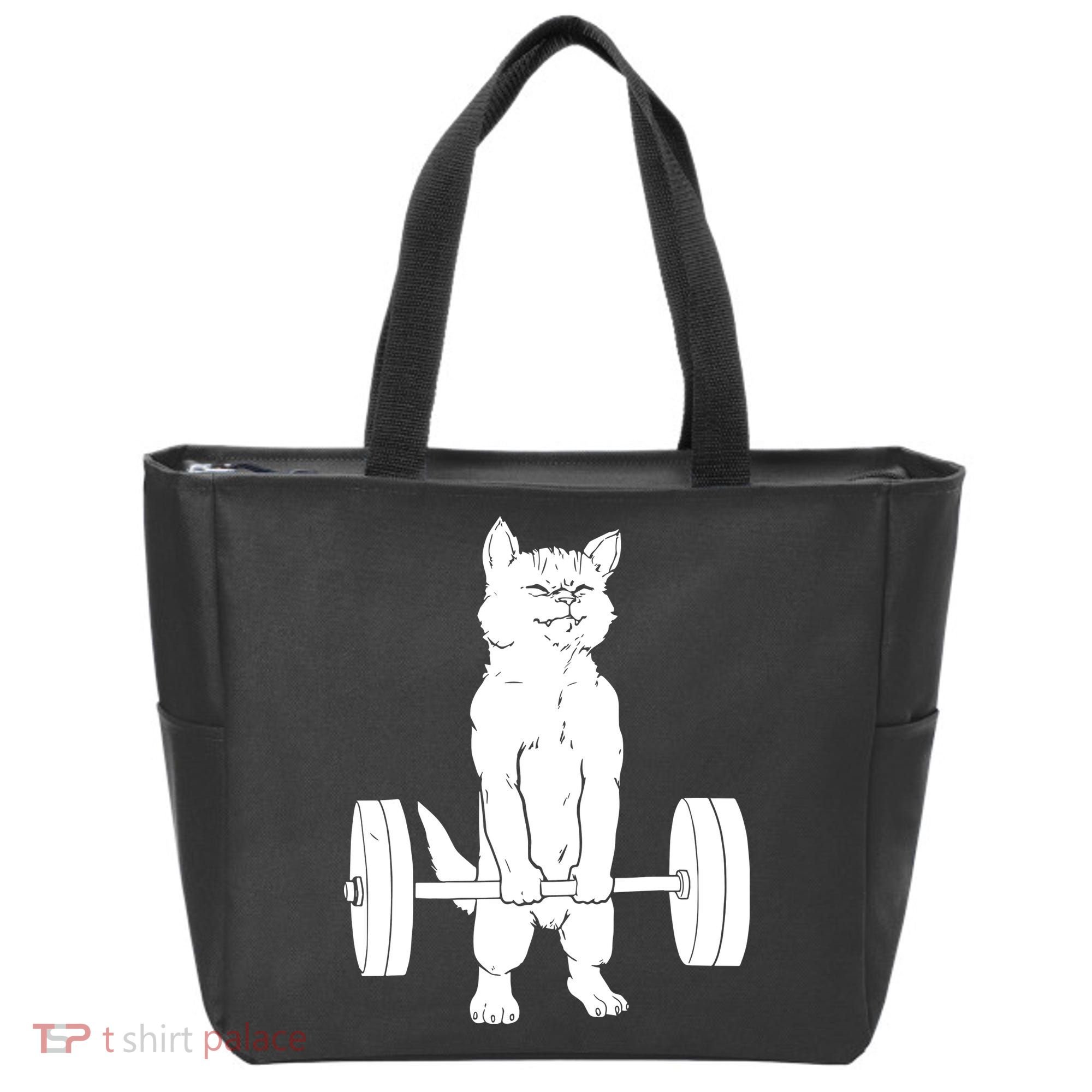 Weight Lifting Cat Deadlift Lifting Tote Bag