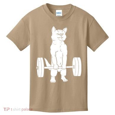 Weight Lifting Cat Deadlift Lifting Kids T-Shirt