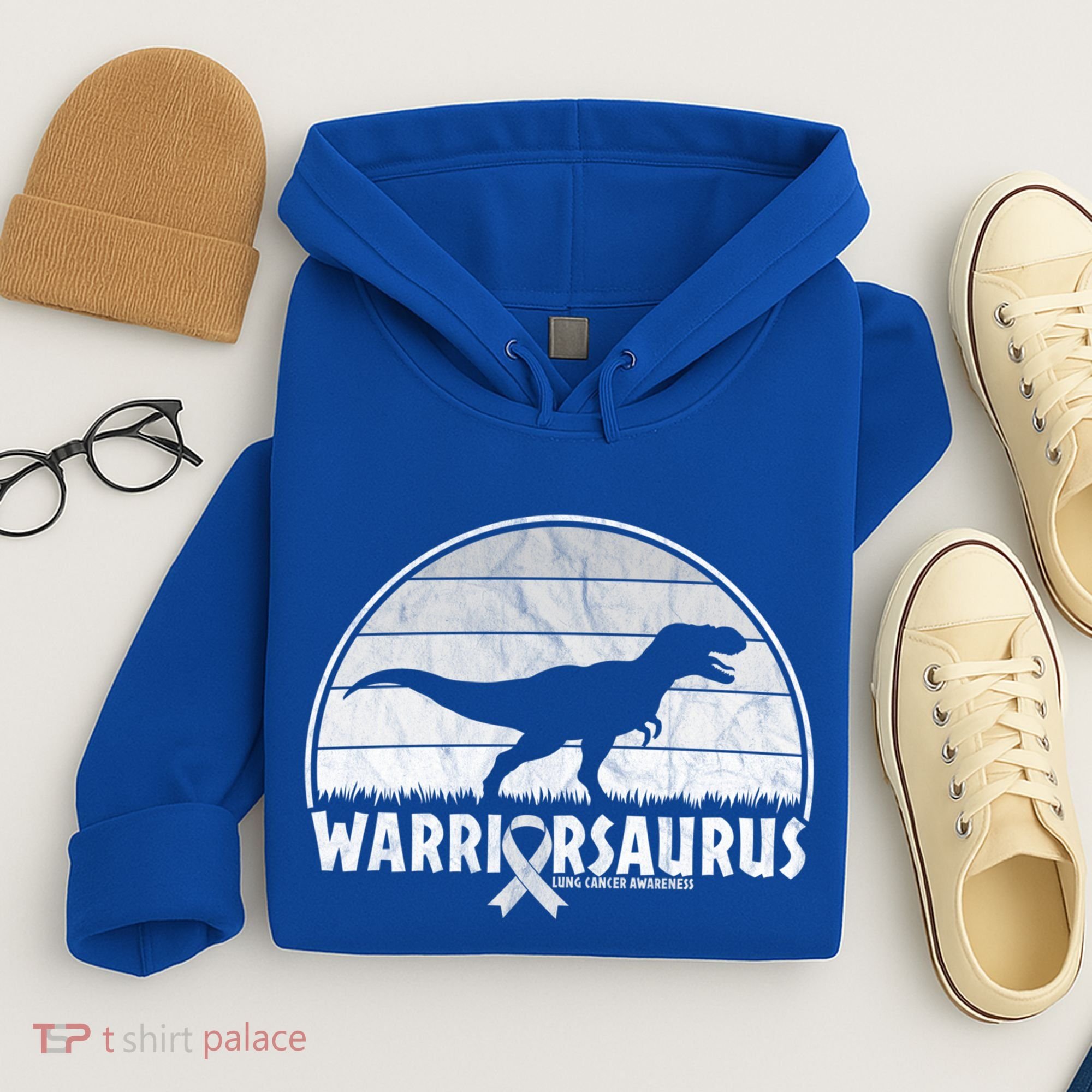 Warrior Lung Cancer Awareness Dinosaur Support Gift Hoodie