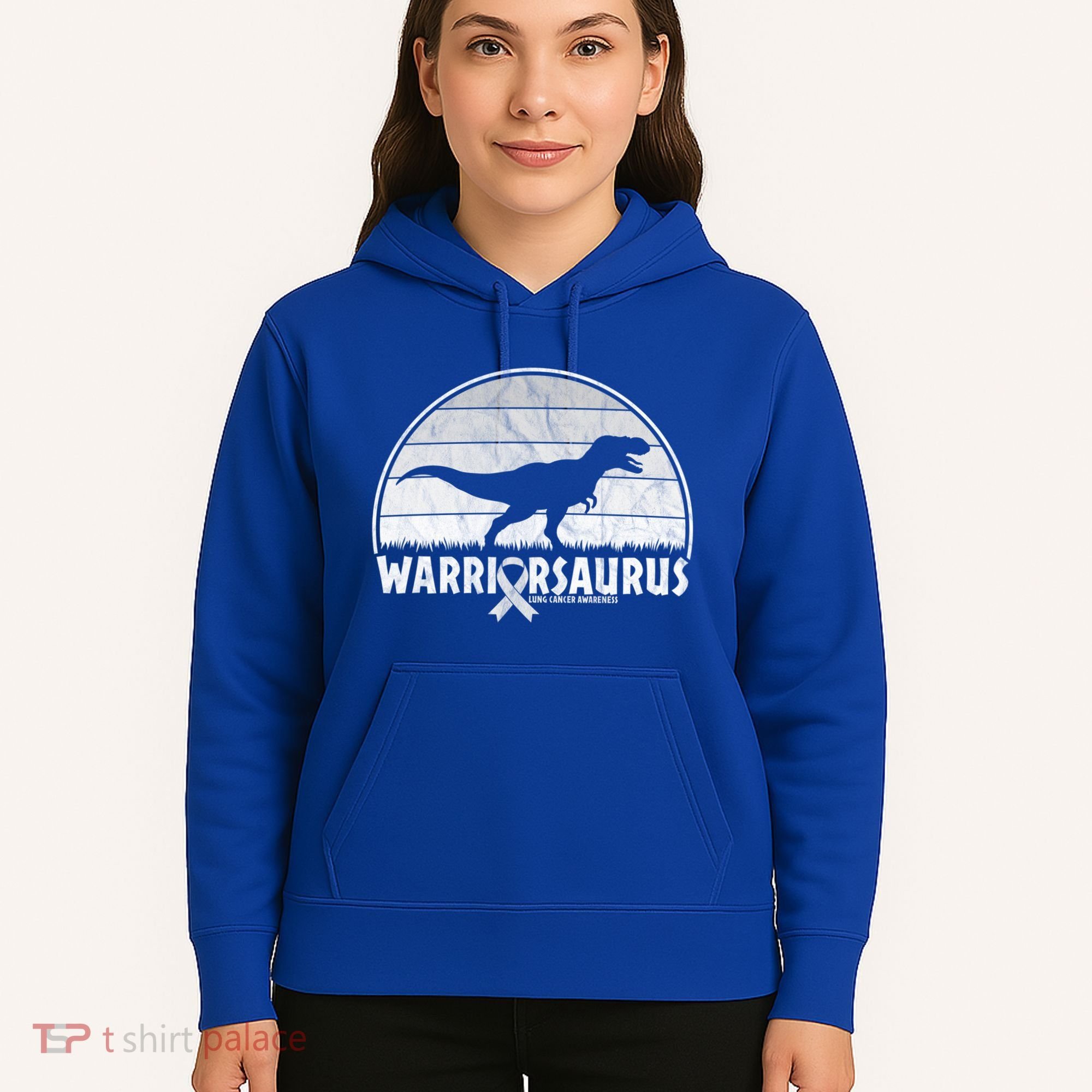 Warrior Lung Cancer Awareness Dinosaur Support Gift Hoodie