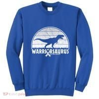 Warrior Lung Cancer Awareness Dinosaur Support Gift Sweatshirt thumb 0