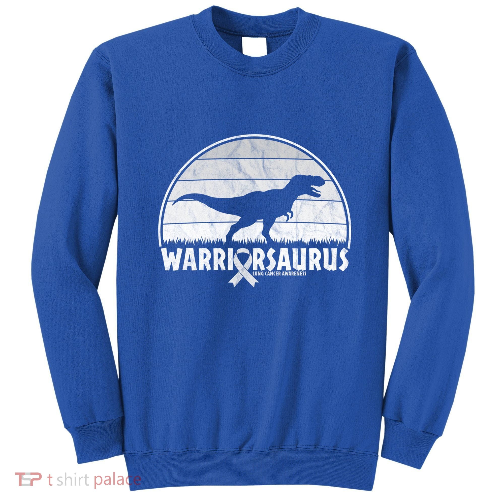 Warrior Lung Cancer Awareness Dinosaur Support Gift Sweatshirt