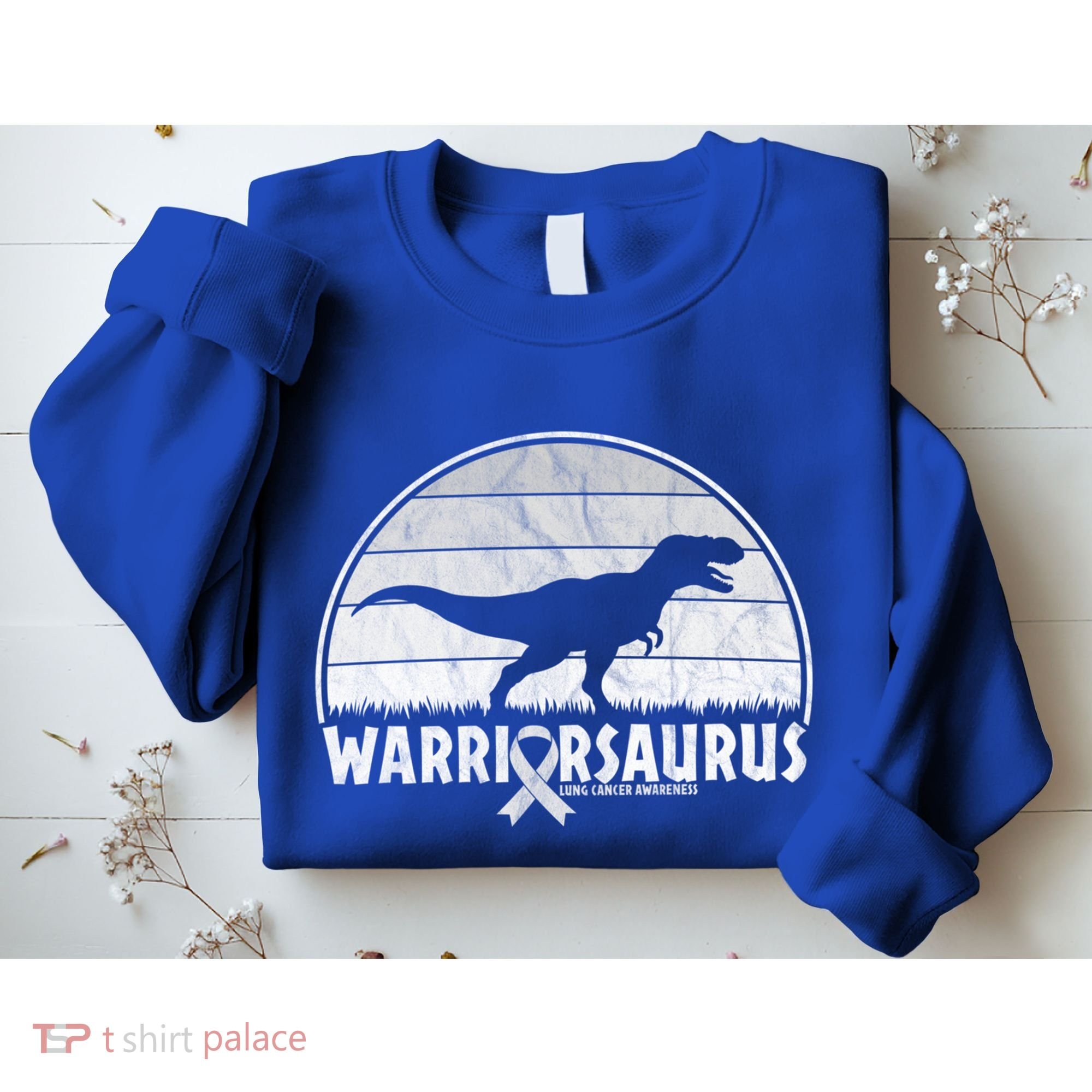 Warrior Lung Cancer Awareness Dinosaur Support Gift Sweatshirt