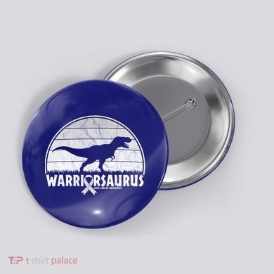 Warrior Lung Cancer Awareness Dinosaur Support Gift Button