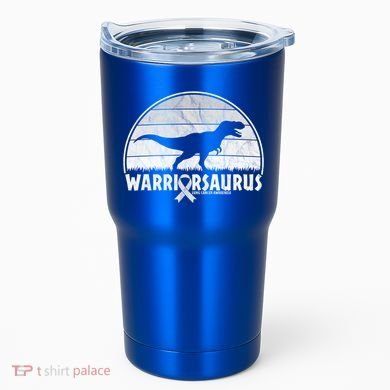 Warrior Lung Cancer Awareness Dinosaur Support Gift Tumbler