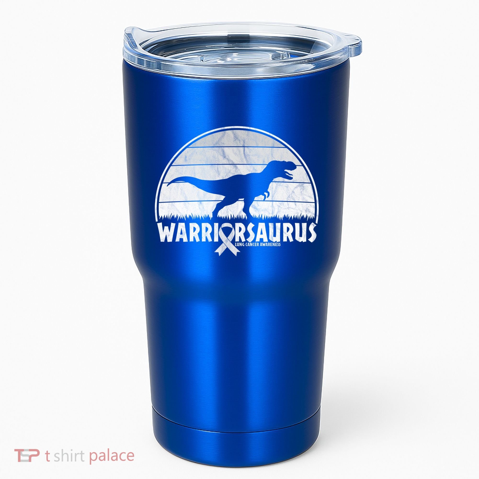 Warrior Lung Cancer Awareness Dinosaur Support Gift Tumbler