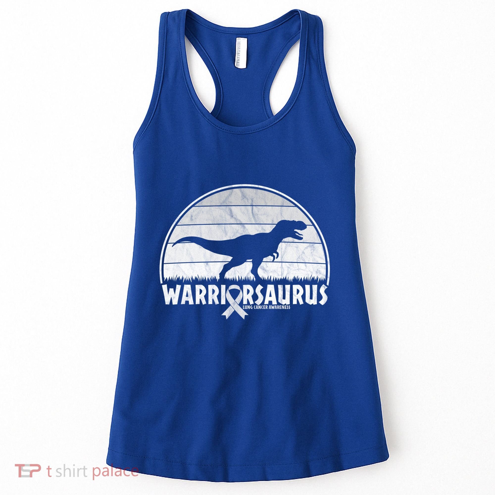 Warrior Lung Cancer Awareness Dinosaur Support Gift Women's Tank Top