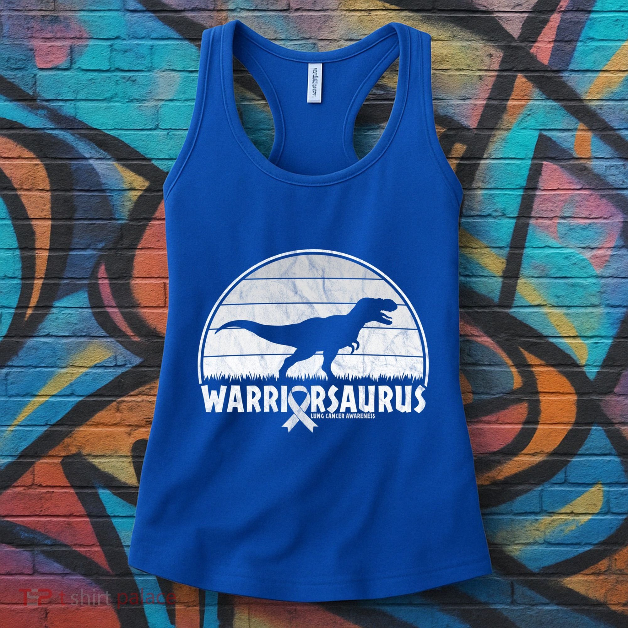 Warrior Lung Cancer Awareness Dinosaur Support Gift Women's Tank Top