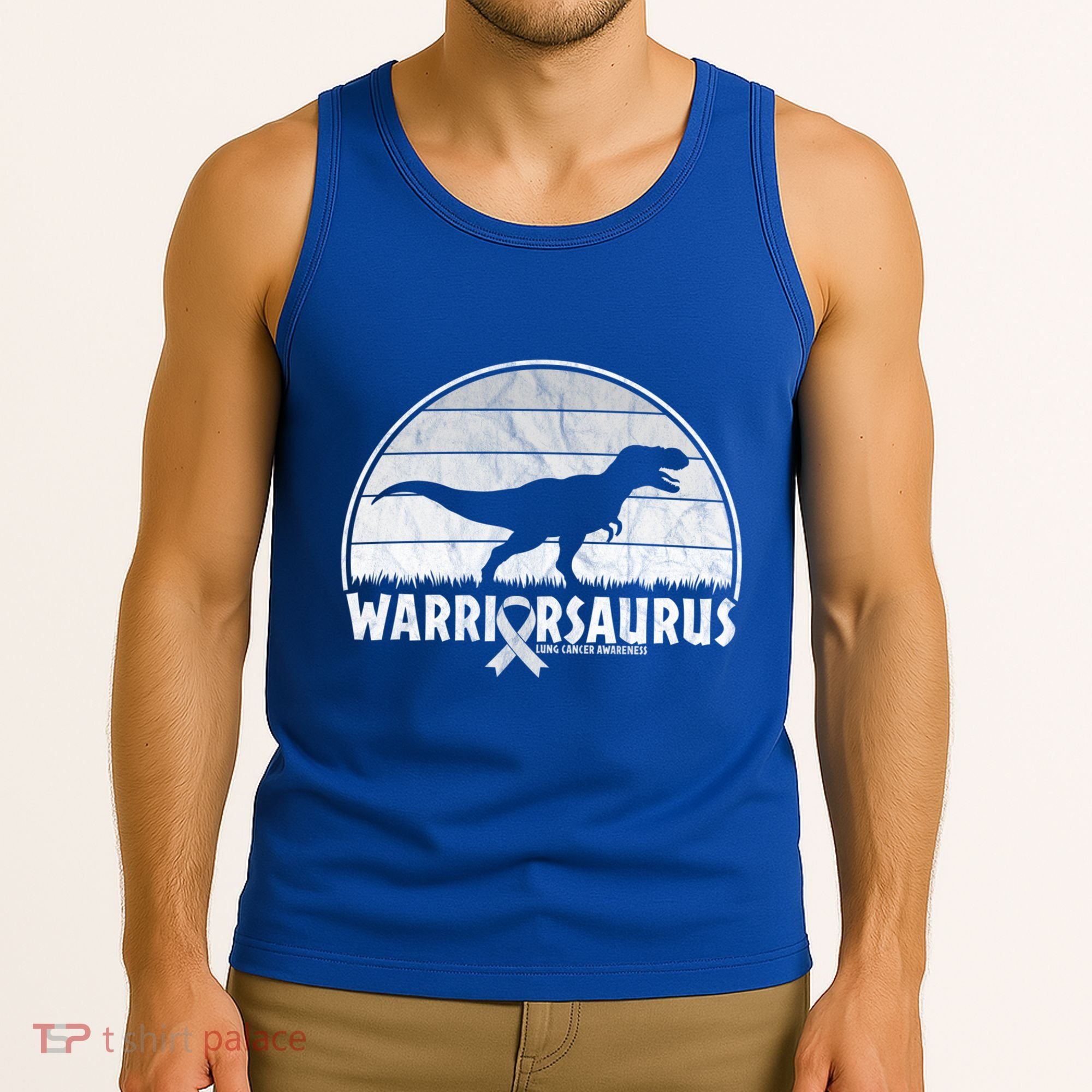 Warrior Lung Cancer Awareness Dinosaur Support Gift Tank Top