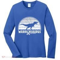 Warrior Lung Cancer Awareness Dinosaur Support Gift Women's Long Sleeve Shirt thumb 0