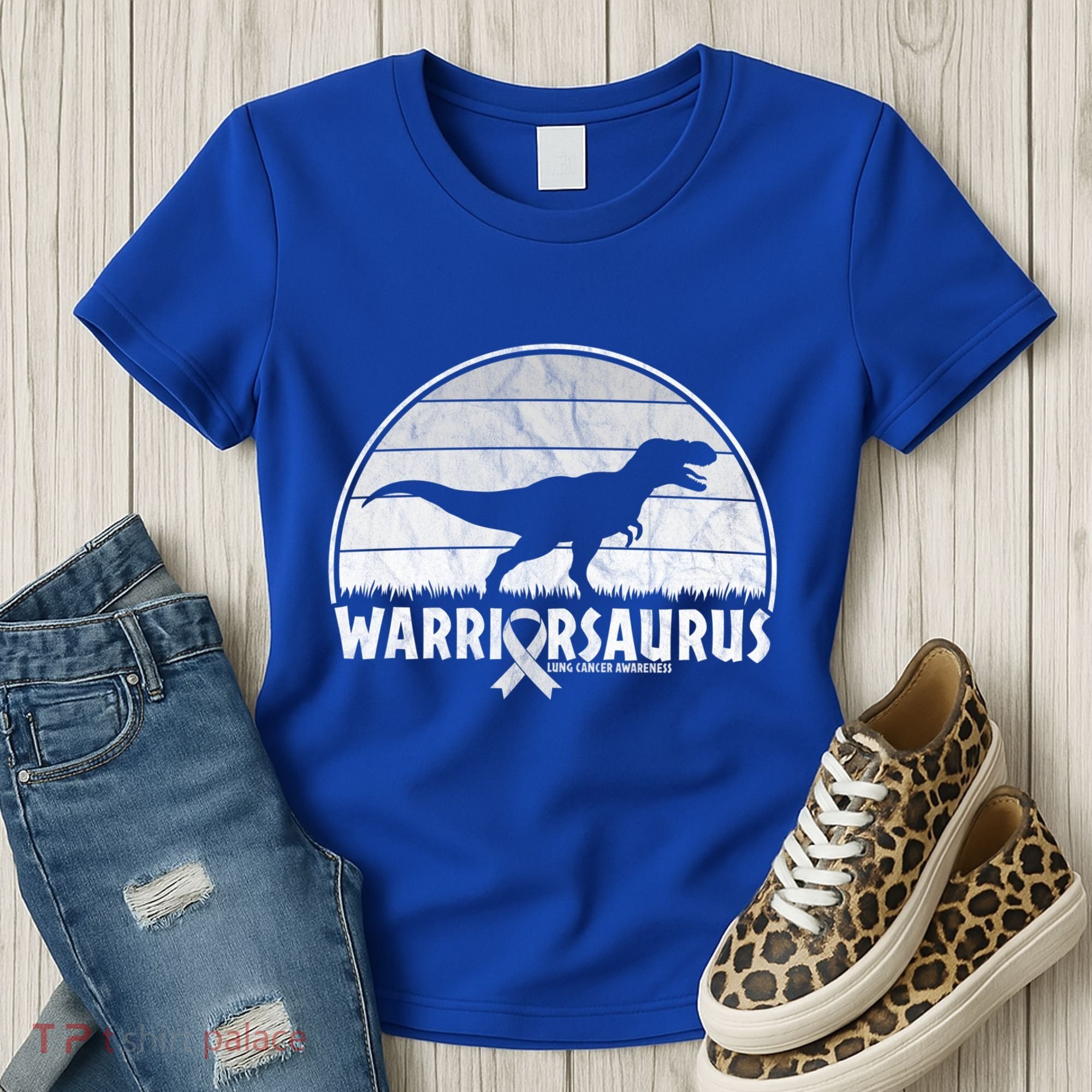 Warrior Lung Cancer Awareness Dinosaur Support Gift Women's T-Shirt