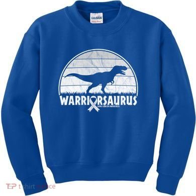 Warrior Lung Cancer Awareness Dinosaur Support Gift Kids Sweatshirt