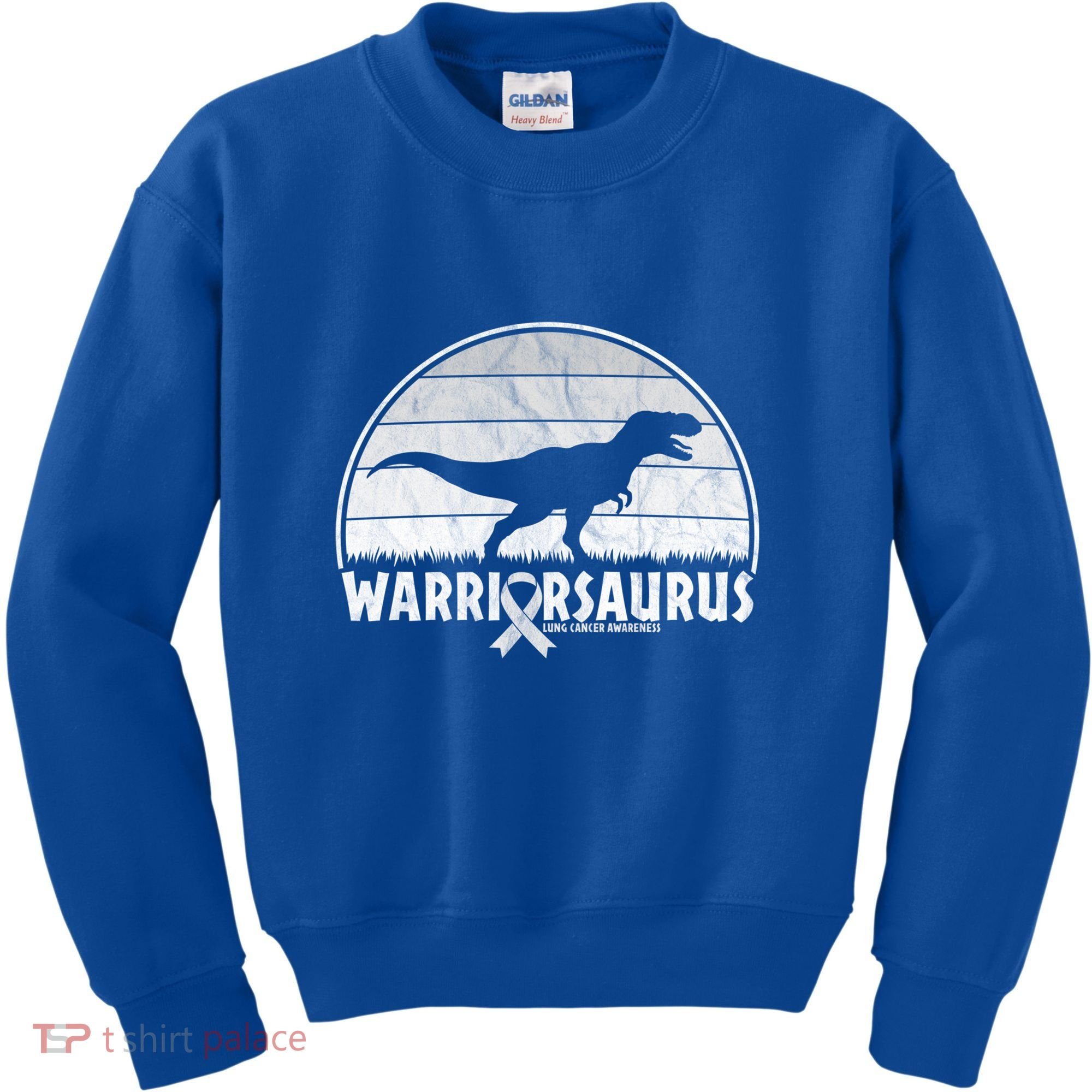 Warrior Lung Cancer Awareness Dinosaur Support Gift Kids Sweatshirt