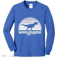 Warrior Lung Cancer Awareness Dinosaur Support Gift Kids Long Sleeve Shirt thumb 0