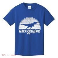 Warrior Lung Cancer Awareness Dinosaur Support Gift Kids T-Shirt thumb 0