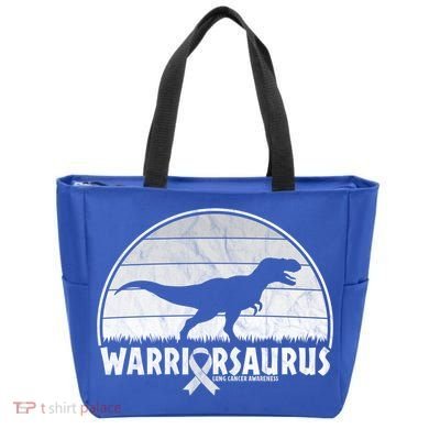 Warrior Lung Cancer Awareness Dinosaur Support Gift Tote Bag