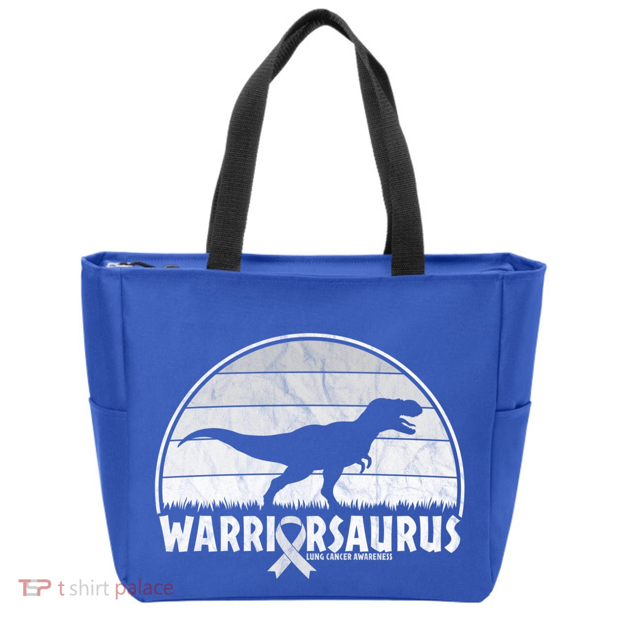 Warrior Lung Cancer Awareness Dinosaur Support Gift Tote Bag
