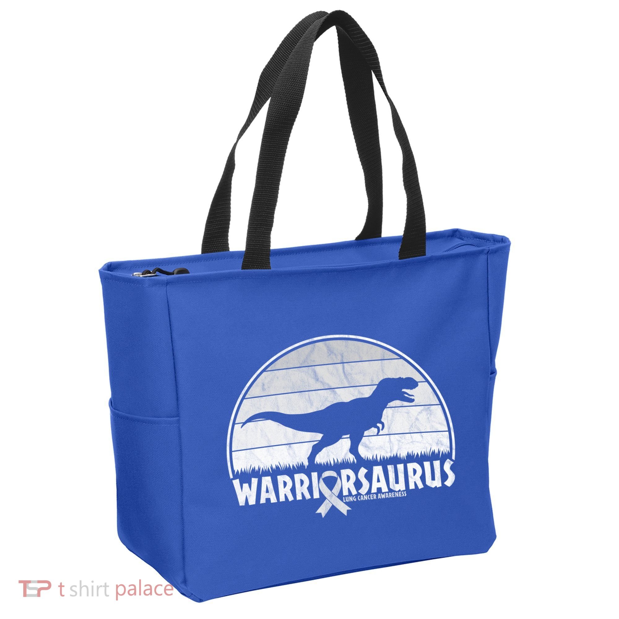 Warrior Lung Cancer Awareness Dinosaur Support Gift Tote Bag