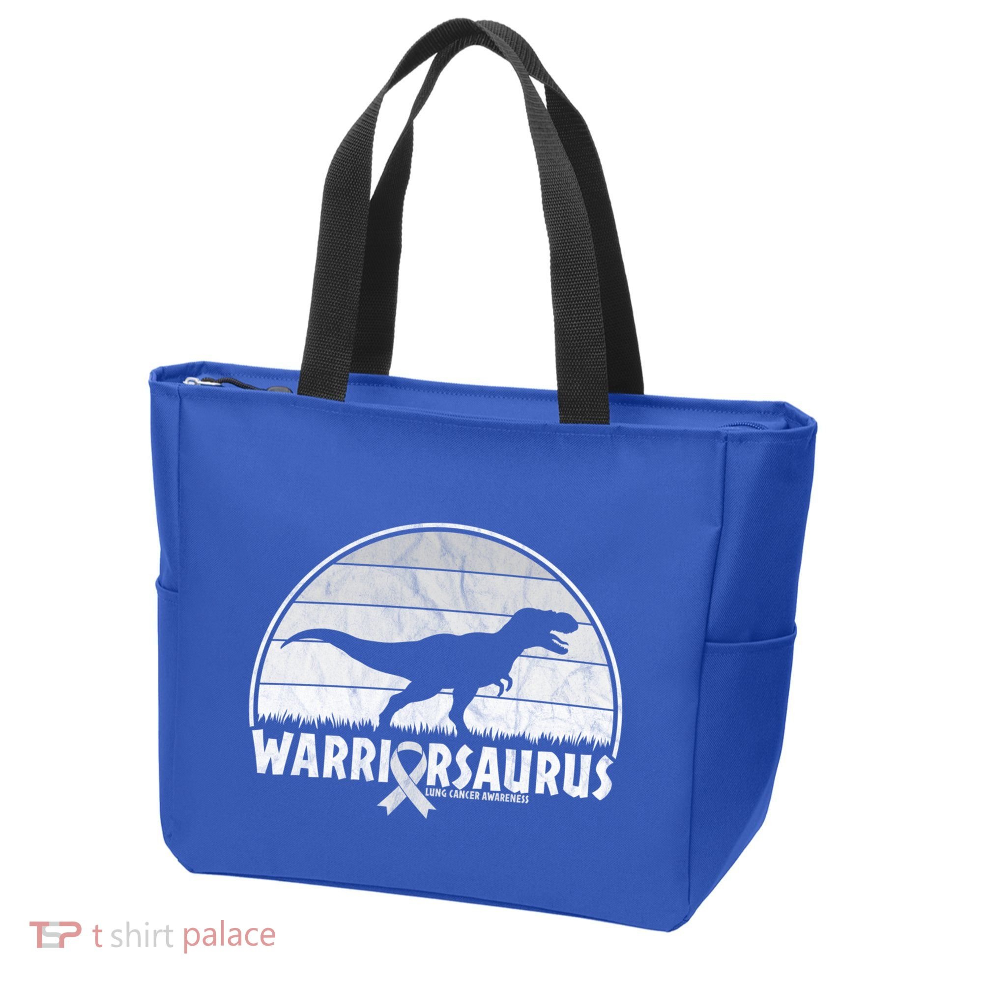 Warrior Lung Cancer Awareness Dinosaur Support Gift Tote Bag