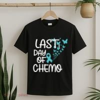 Women Last Day Of Chemo Cute Graphic Ovarian Cancer Awareness Vneck T-Shirt thumb 2