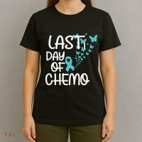 Women Last Day Of Chemo Cute Graphic Ovarian Cancer Awareness Vneck T-Shirt thumb 4